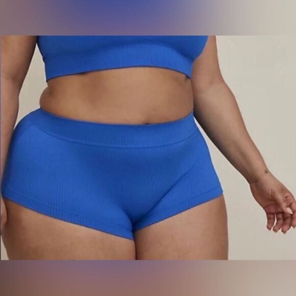 Torrid seamless ribbed mid rise boyshort panty underwear panties blue size 1X